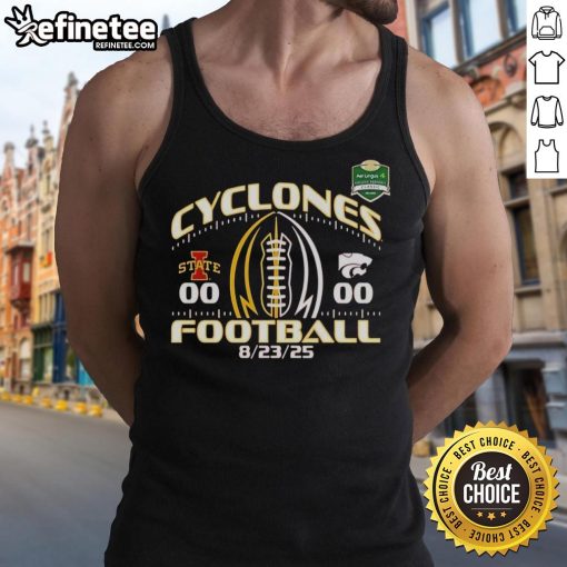 Official Iowa State Cyclones football tank top featuring the score of the 2025 game against Kansas State.