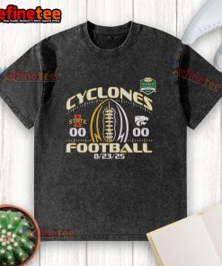 Alt Text: Official Iowa State Cyclones Football Beat Kansas State Score 2025 Washed T-Shirt displayed on a white background.