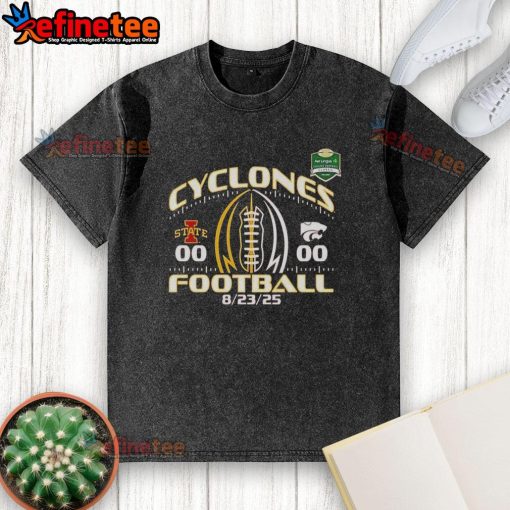 Alt Text: Official Iowa State Cyclones Football Beat Kansas State Score 2025 Washed T-Shirt displayed on a white background.