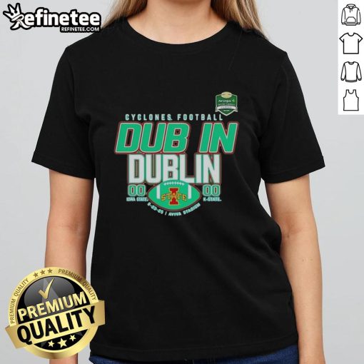 Official Iowa State Cyclones Football Dub in Dublin Score Ladies Tee showcasing team spirit in vibrant colors.