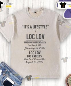 Official 'It's A Lifestyle' X Loc Lov Washington Mero Area Loc Lov Los Angeles Washed T-Shirt in soft cotton fabric.