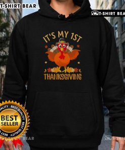 Official It's My 1st Thanksgiving Turkey Hoodie for kids, featuring a cute turkey design perfect for holiday celebrations.