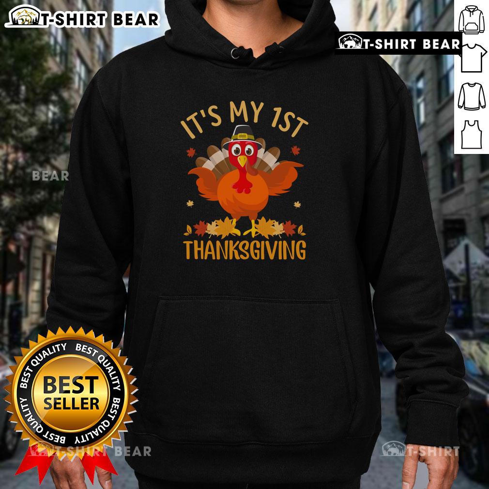 Official It'S My 1St Thanksgiving Turkey Hoodie Official It's My 1st Thanksgiving Turkey Hoodie for kids, featuring a cute turkey design perfect for holiday celebrations.