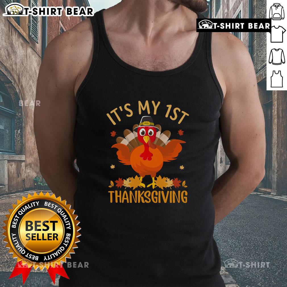 Official It'S My 1St Thanksgiving Turkey Tank Top Official 'It's My 1st Thanksgiving' turkey tank top for kids, perfect for celebrating their first holiday season.