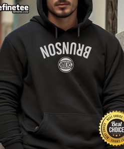 Jalen Brunson New York Knicks Invert Upside Hoodie showcasing team colors and logo, perfect for fans and athletes.