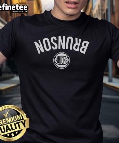 Alt Text: Official Jalen Brunson New York Knicks Invert Upside T-Shirt featuring bold graphics and team colors on a stylish design.