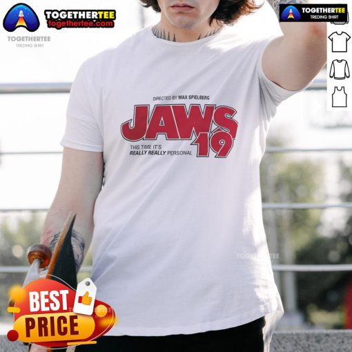 Official Jaws 19 T-Shirt featuring 'This Time Its Really Really Personal' slogan for fans of the iconic movie.