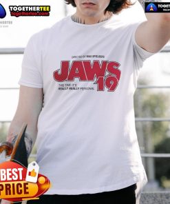 Official Jaws 19 T-Shirt featuring 'This Time Its Really Really Personal' slogan for fans of the iconic movie.