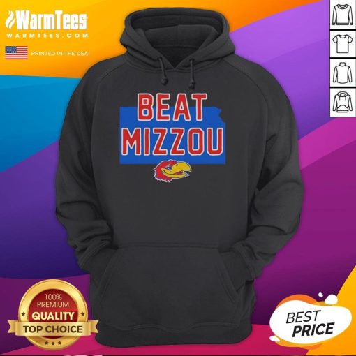 Official Jayhawk Kansas Beat Mizzou logo hoodie featuring vibrant team colors and bold graphics for fans.