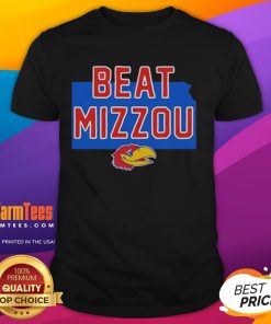 Alt Text: Official Jayhawk Kansas Beat Mizzou Logo T-Shirt featuring vibrant colors and team spirit for fans and supporters.