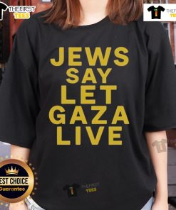Official 'Jews Say Let Gaza Live' Ladies Tee promoting awareness on Gaza humanitarian issues and advocating for peace.