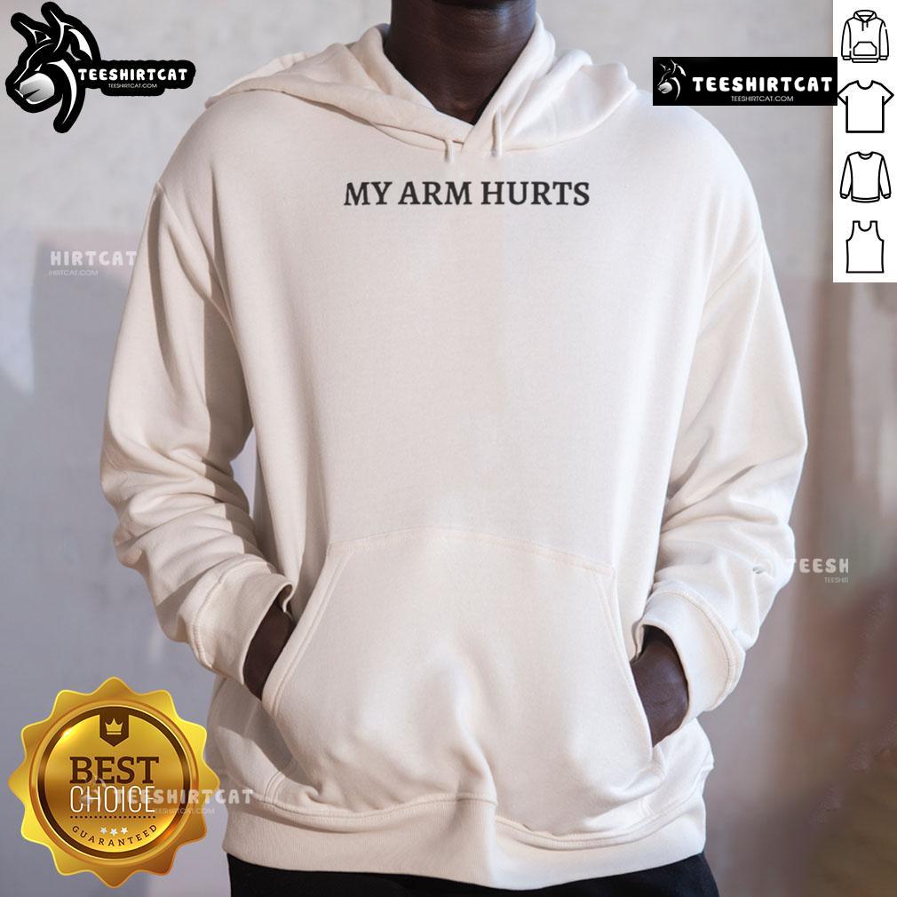 Official Jimmy Herget My Arm Hurts Hoodie Jimmy Herget My Arm Hurts Hoodie featuring bold text design, perfect for fans of the athlete and stylish casual wear.