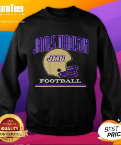 Official JMU James Madison Dukes Football vintage helmet sweatshirt for fans and alumni, showcasing team spirit.