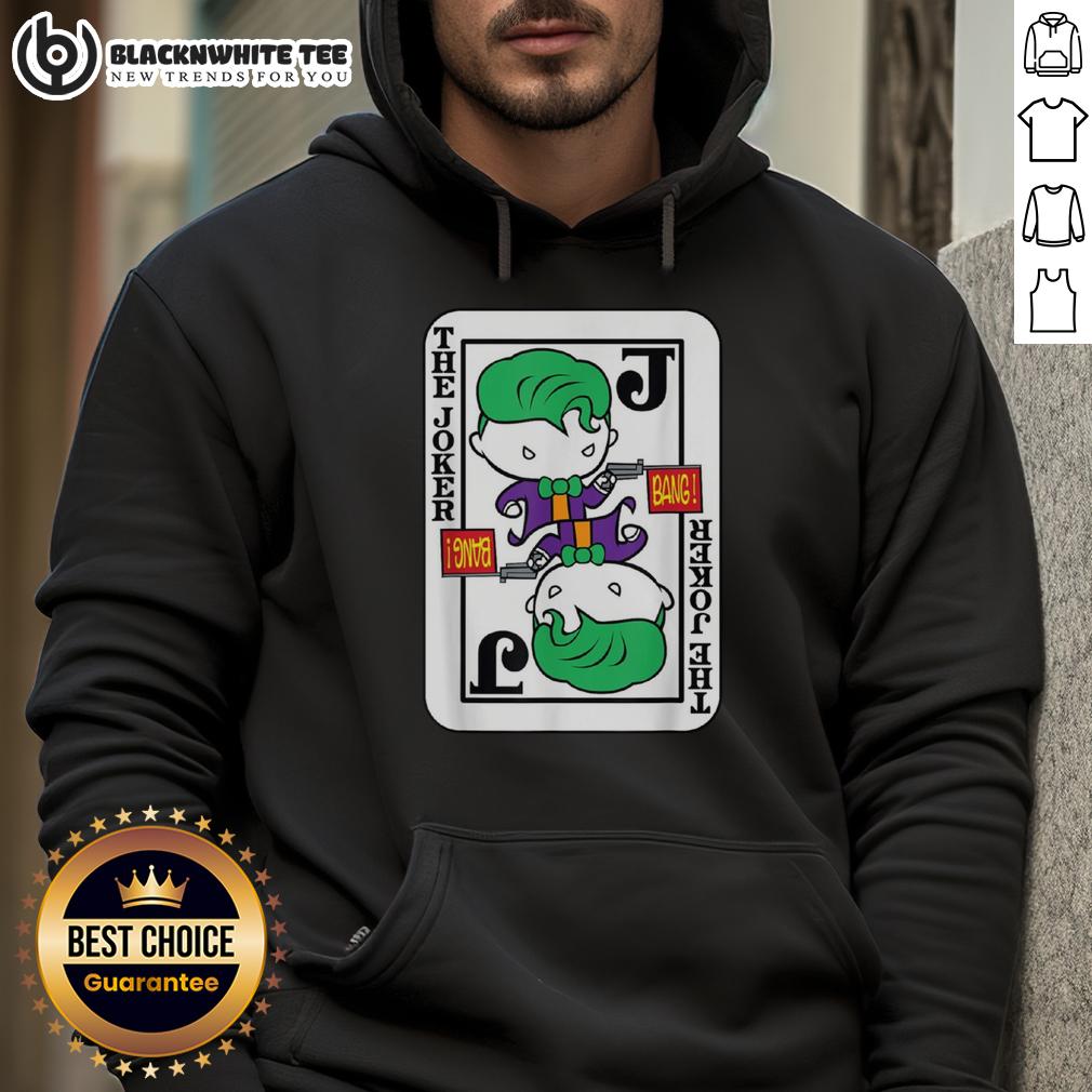 Official Joker Card Bang Gun Cartoon Hoodie Official Joker Card Bang Gun Cartoon Hoodie featuring vibrant graphics and a playful design for fans of comic-inspired apparel.
