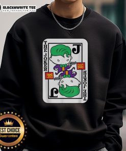 Official Joker Card Bang Gun Cartoon Sweatshirt featuring vibrant graphics and a playful design for fans of comic art.