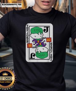 Official Joker Card Bang Gun Cartoon T-Shirt featuring a vibrant design of the Joker and a playful bang gun illustration.