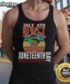 Official July 4th Didn't Set Me Free Juneteenth Independence Day tank top showcasing vibrant design and powerful message.