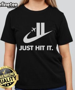 Official Just Hit It Shirt featuring Twin Towers design, perfect for 9/11 remembrance. Stylish ladies tee for meaningful wear.