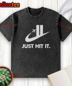 Official Just Hit It Shirt featuring Twin Towers tribute design, perfect for honoring 9/11 with a stylish washed look.