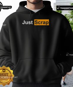 Official Just Scrap Hoodie in black, showcasing stylish design and comfortable fit, perfect for casual wear.
