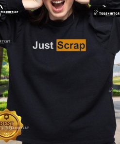Official Just Scrap Sweatshirt in navy blue, featuring a stylish logo and casual design, perfect for comfortable wear.