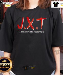 Official JXT Straight Outta Melbourne Ladies Tee featuring a stylish design and comfortable fit for women.