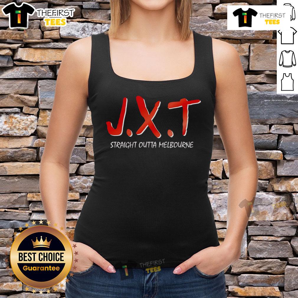 Official Jxt Straight Outta Melbourne Tank Top Official JXT Straight Outta Melbourne tank top featuring bold graphic design, perfect for casual wear and summer style.