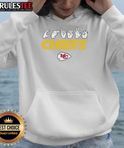 Official Kansas City Chiefs Football hoodie displaying youth love sign signals, perfect for young fans and team spirit.