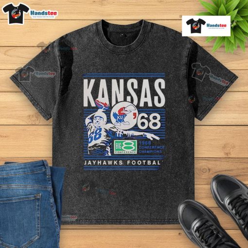 Alt Text: Official Kansas Jayhawks 1968 Conference Champions Big 8 Conference washed T-shirt showcasing vintage team pride.