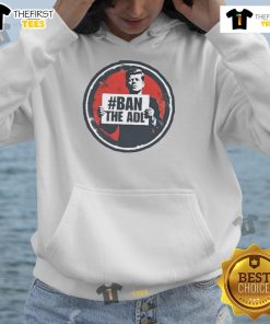 Alt Text: Kasey Lynae in a John F. Kennedy Ban The ADL hoodie, showcasing a stylish and bold political statement.