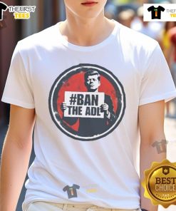 Official Kasey Lynae wearing John F. Kennedy 'Ban The ADL' t-shirt, showcasing a bold statement on free speech.