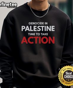 Alt Text: Official Ken Loach Genocide in Palestine sweatshirt promoting awareness and action against human rights violations.
