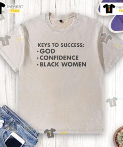 Black women wearing an 'Official Keys to Success' God Confidence t-shirt, showcasing empowerment and style.