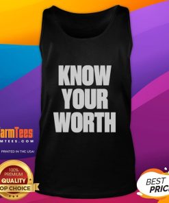 Official Know Your Worth Statement Tank Top in black, featuring bold typography and a stylish design for motivational wear.
