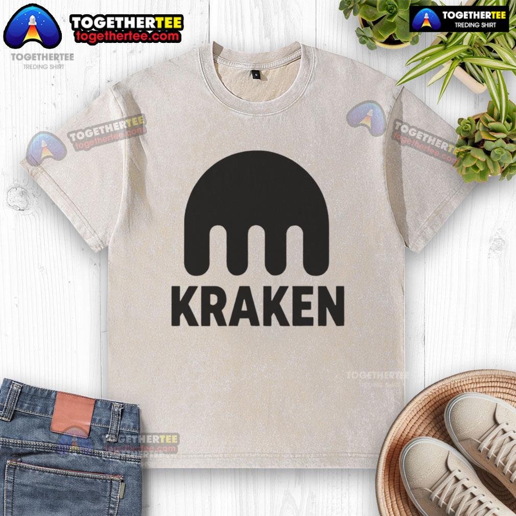 Official Kraken Crypto Logo Washed T Shirt Official Kraken Crypto logo on a washed t-shirt, featuring a stylish and comfortable design for cryptocurrency enthusiasts.