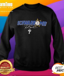 Official Kyle Schwarber Philadelphia Phillies Schwarbomb signature sweatshirt, featuring bold graphics and team colors.