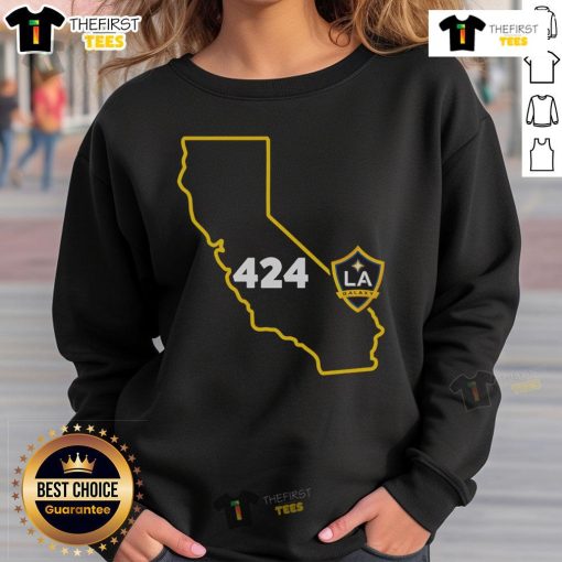 Alt Text: Stylish official LA Galaxy 424 area code state sweatshirt, perfect for fans showing team pride and support.