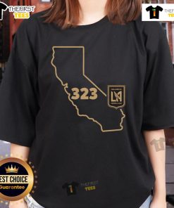 Official LAFC 323 Area Code State Ladies Tee featuring stylish design for fans of Los Angeles FC soccer.