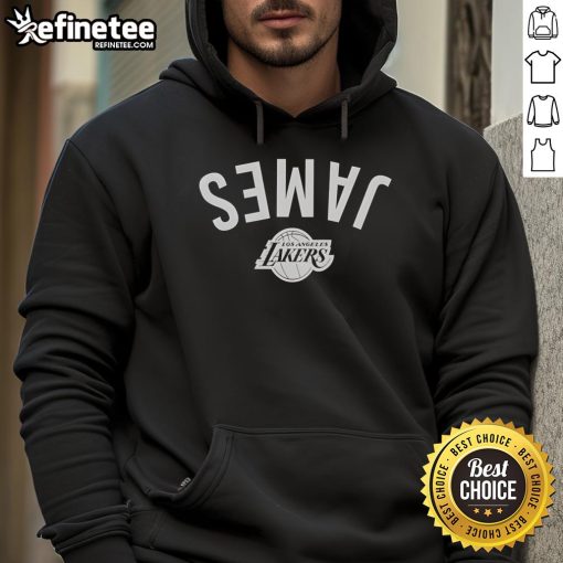 Alt Text: Official LeBron James Los Angeles Lakers Invert Upside Hoodie featuring vibrant team colors and logo, perfect for fans.