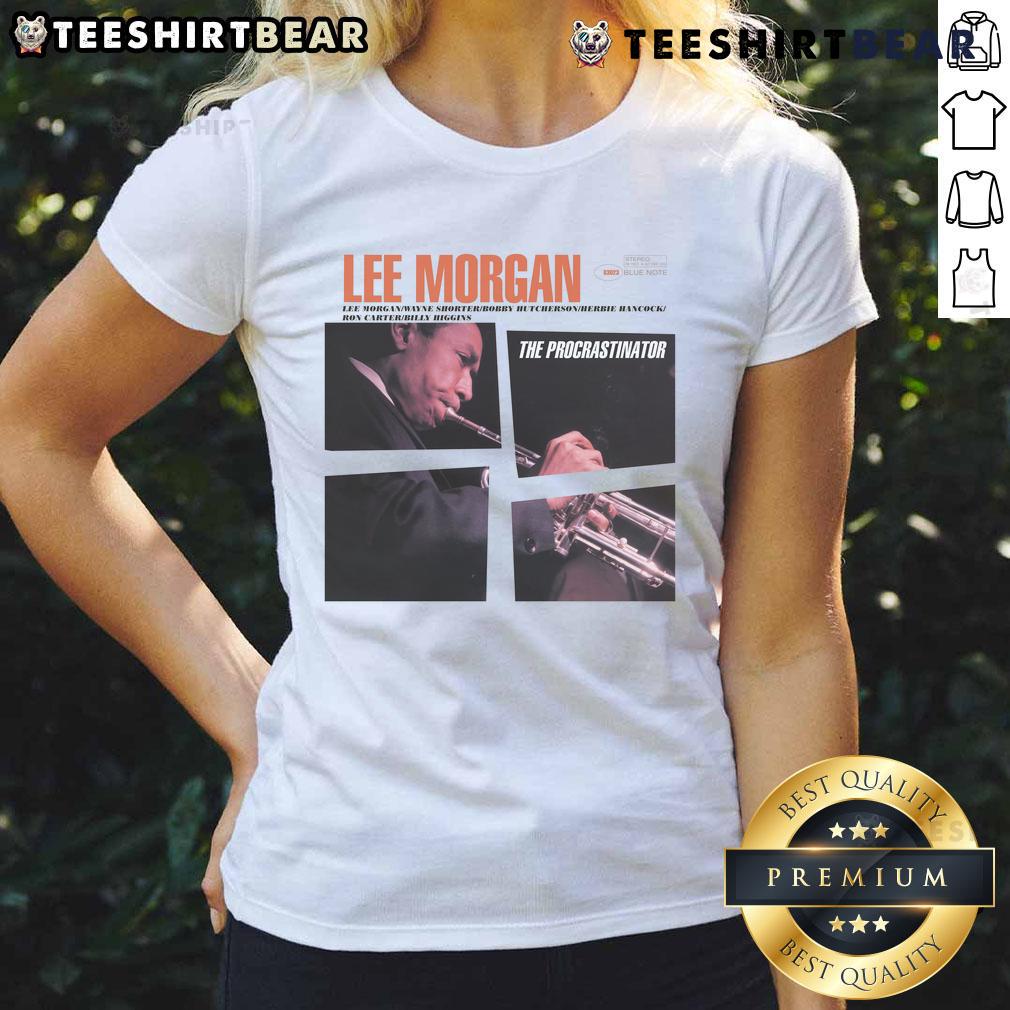 Official Lee Morgan The Procrastinator Album Cover Ladies Tee Alt Text: Official Lee Morgan The Procrastinator album cover on a stylish ladies tee, showcasing vibrant artwork and design.