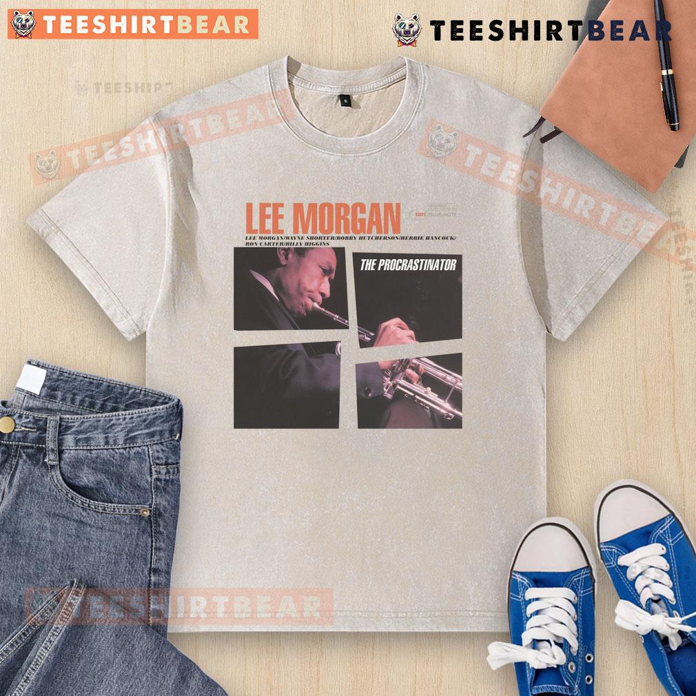 Official Lee Morgan The Procrastinator Album Cover Washed T Shirt Official Lee Morgan The Procrastinator album cover on a washed t-shirt, showcasing vibrant artwork and vintage style.