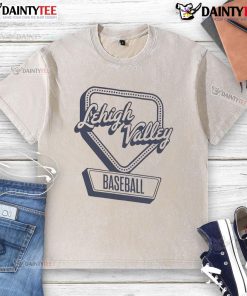 Alt Text: Official Lehigh Valley Baseball Home Plate Log Washed T-Shirt featuring a vintage design and soft fabric for comfort.