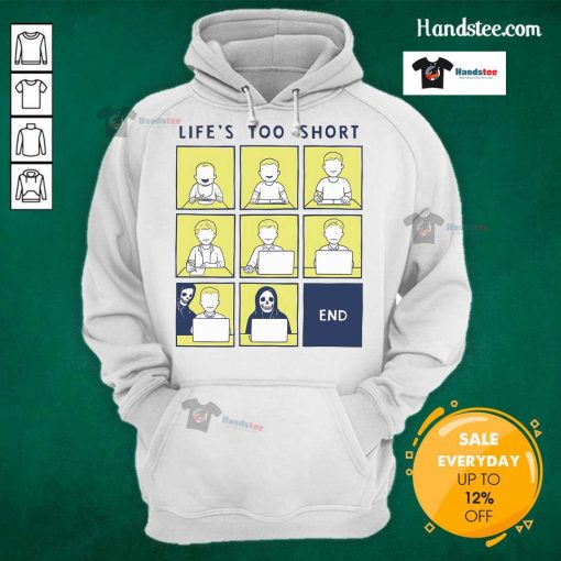 Official Life Is Short Like Comic Strip Hoodie featuring a vibrant comic-style design, perfect for casual wear.