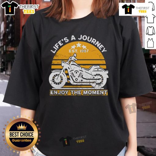Official Life's A Journey Enjoy The Moment Ladies Tee featuring a stylish design for women embracing life's adventures.