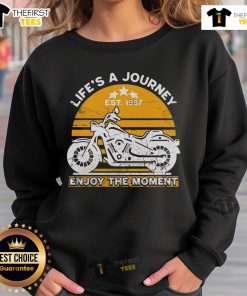 Cozy Official Life's A Journey Enjoy The Moment Sweatshirt featuring inspirational text in a stylish design.