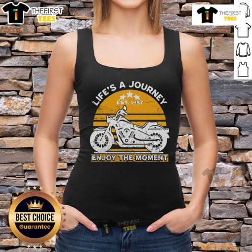Official Life's A Journey Enjoy The Moment tank top featuring a vibrant design, perfect for casual summer wear.