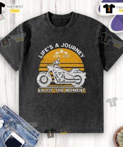 Alt Text: Official Life's A Journey Enjoy The Moment washed t-shirt in soft fabric, perfect for casual outings and expressing positivity.
