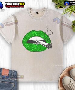 Official Lip Cannabis Leaf Washed T-Shirt featuring a vibrant cannabis leaf design on soft, comfortable fabric.