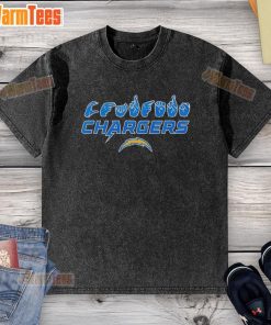 Official Los Angeles Chargers Football youth t-shirt featuring love sign hand signals in a stylish washed design.