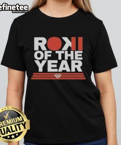 Official Los Angeles Dodgers Rookie of the Year ladies tee featuring team colors and logo for stylish fan apparel.